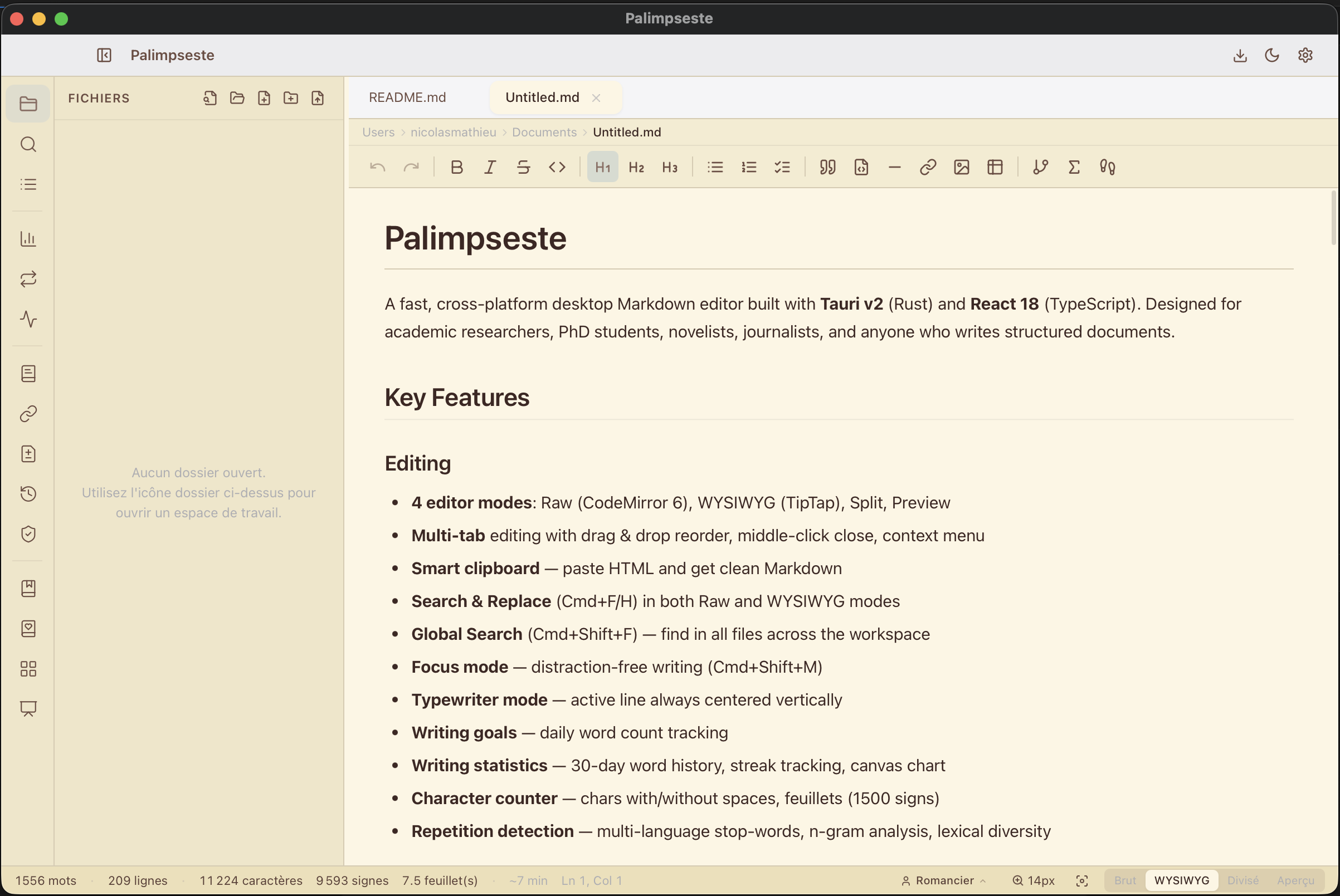 Palimpseste — AI assistant panel